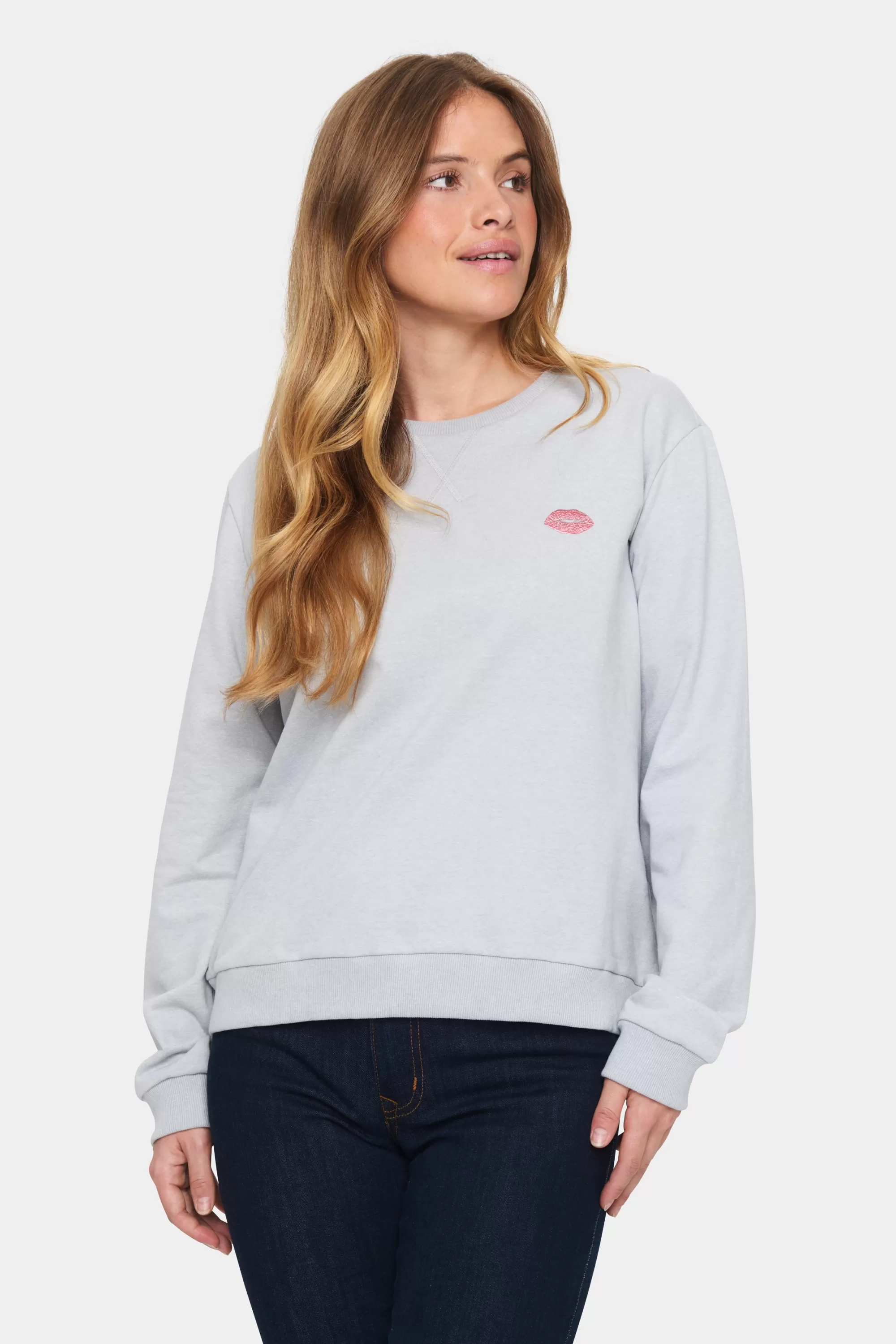 SaintTropez FanileSZ Sweatshirt PearlGreyMel Store